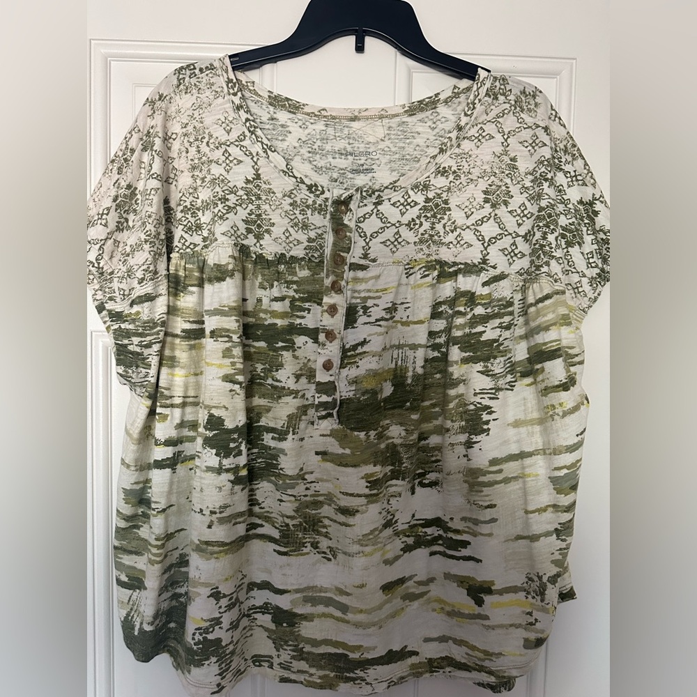 Pilcro Green and Cream Patterned Sweater